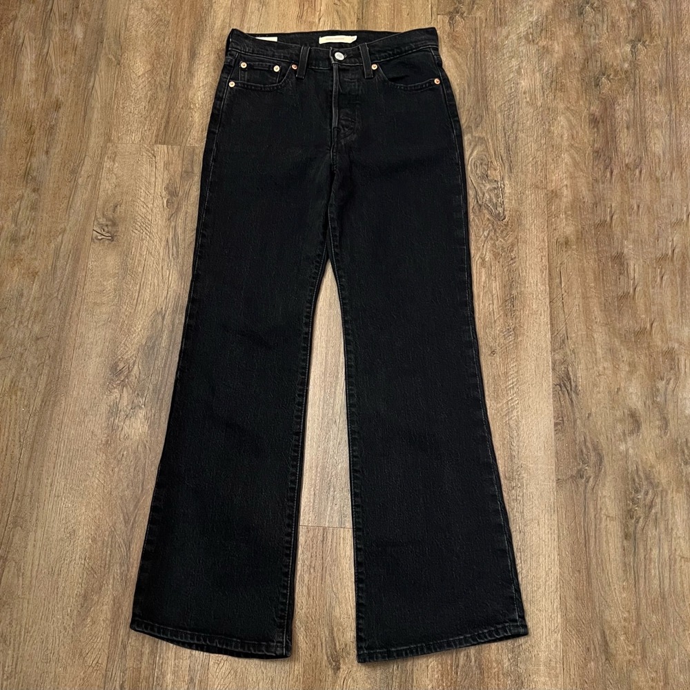 Levis Premium Wedgie Bootcut Jeans Womens 26 Black High Rise